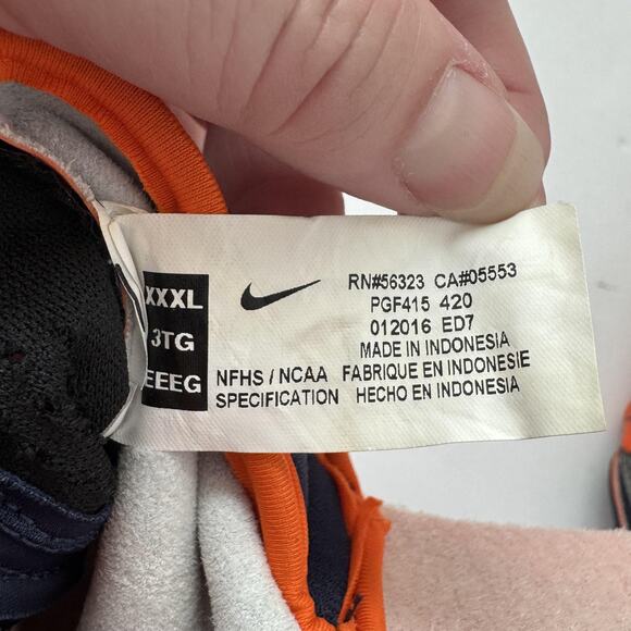 Denver Broncos Football Gloves Mens 3XL Orange Blue NFL Nike Receiver Team Logo - Picture 4 of 5